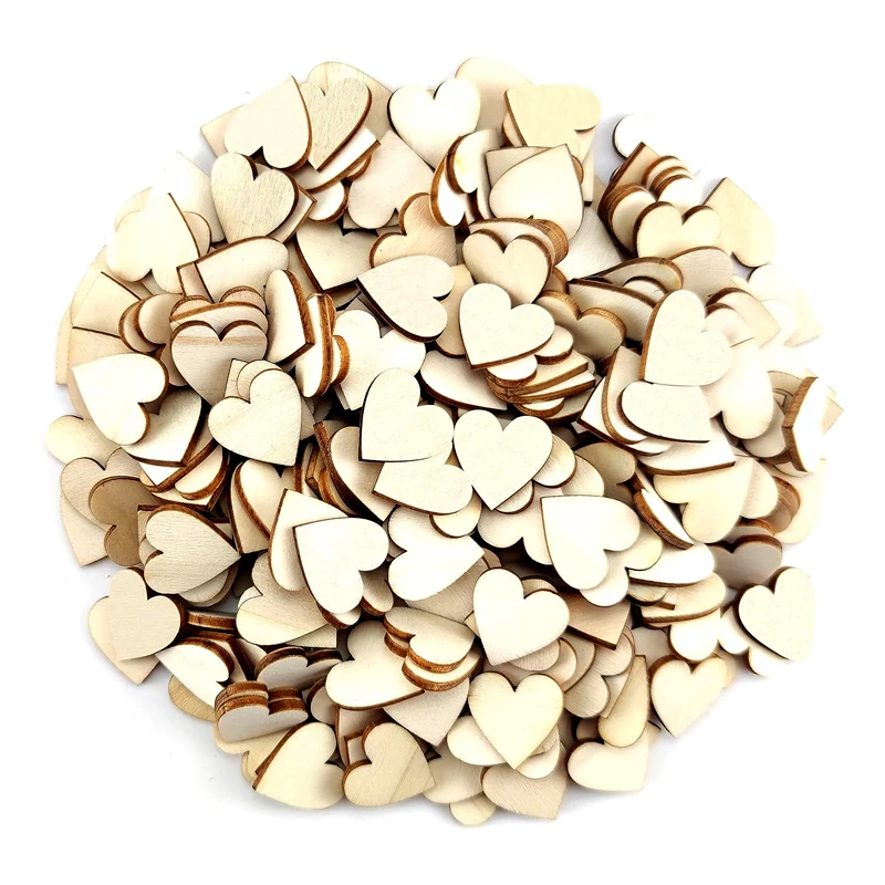 50pcs 2cm Wood Heart Cutouts, Unfinished Blank Wooden Hearts for DIY Crafts, Wedding Decor, and Valentine's Day Ornaments