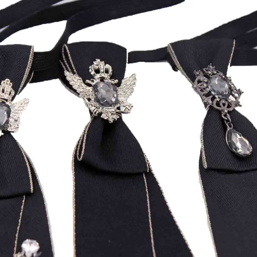 Rhinestone Lattice Streetwear Ties Grid Crystal Wings Flower Men Neck Ties Women Bow Neckties Children Neckties Tassel Chain