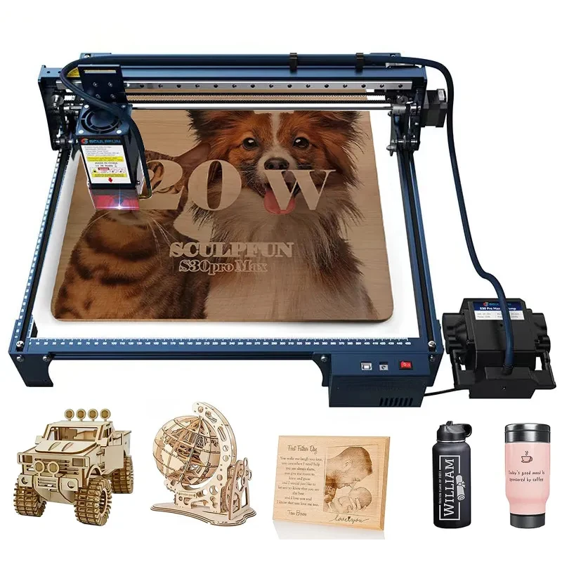 

S30 Pro max Laser Engraver Automatic Air-assist System 20W Engraving Machine Replaceable Lens 410x400mm Engraving Area