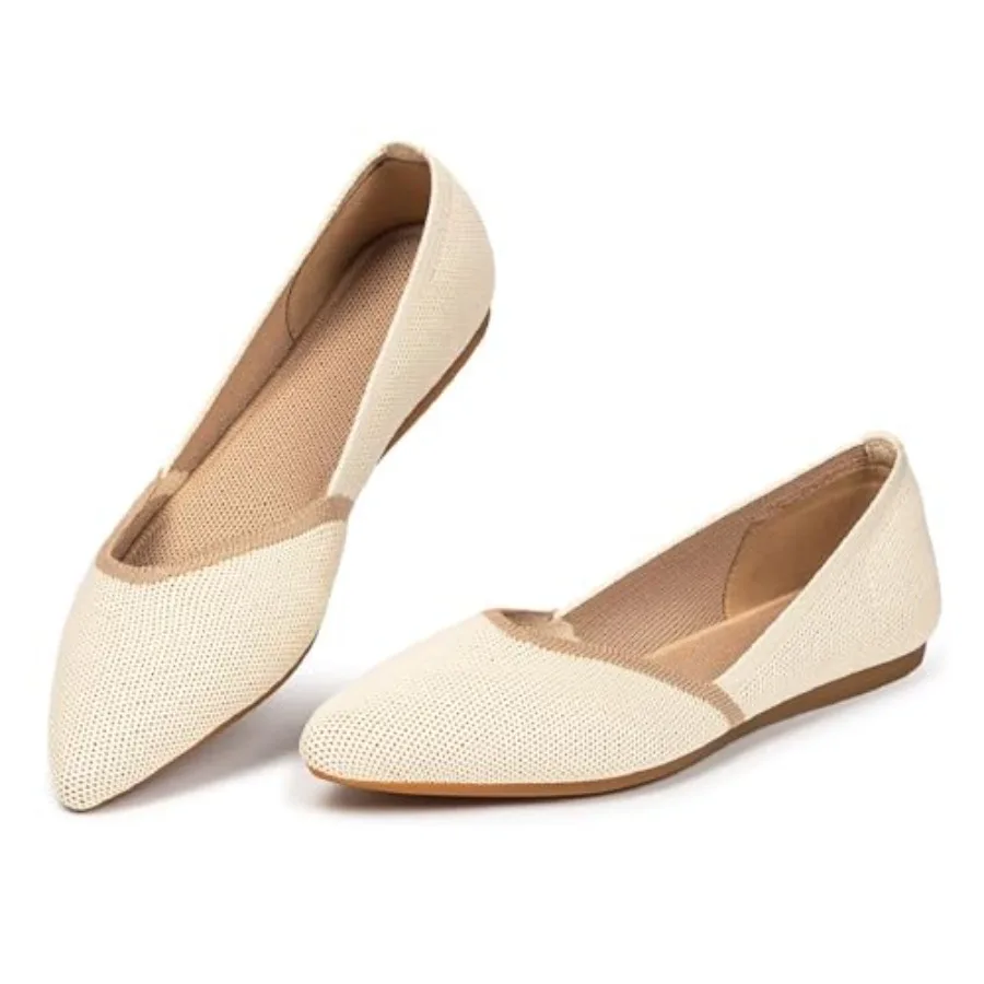 

Frank Mully Womens Flat Shoes Classic Pointed Toe Flats Knitted Dress Shoes Soft Flats for Woman Comfortable Dressy