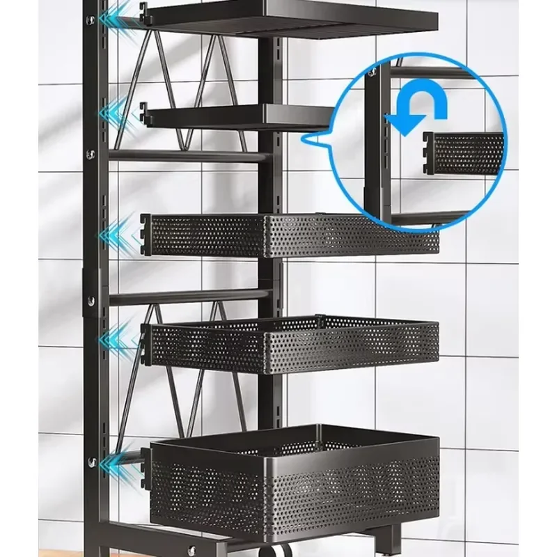 High-Capacity Kitchen Storage Cabinets Multi-Layer Drawer Shelves Microwave Racks Floor-to-Ceiling Fruit Vegetable Storage