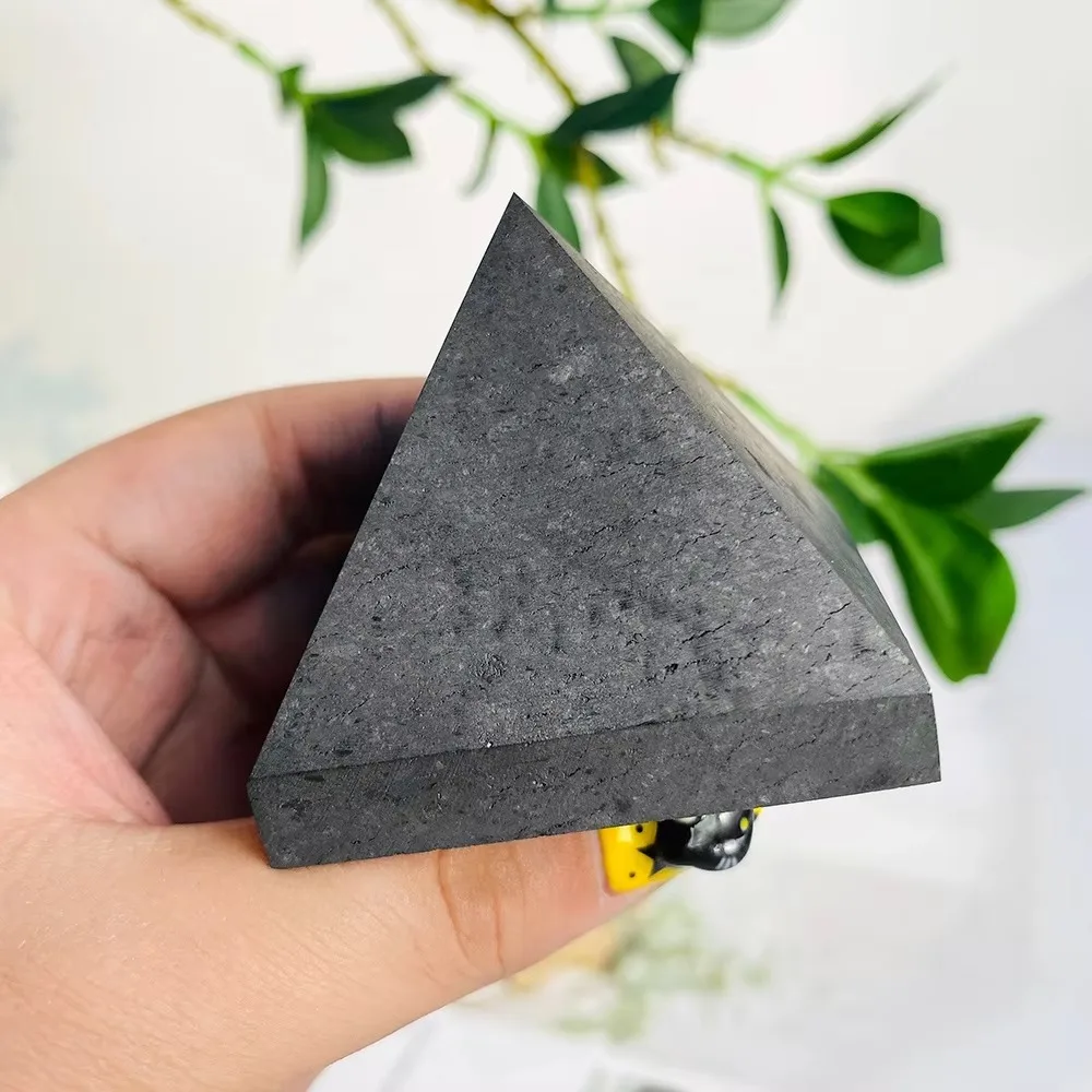 Natural Shungite Stones Crystals Pyramid Healing Reiki Protection Energy Balancing Root Chakra Purification Stone For Gift