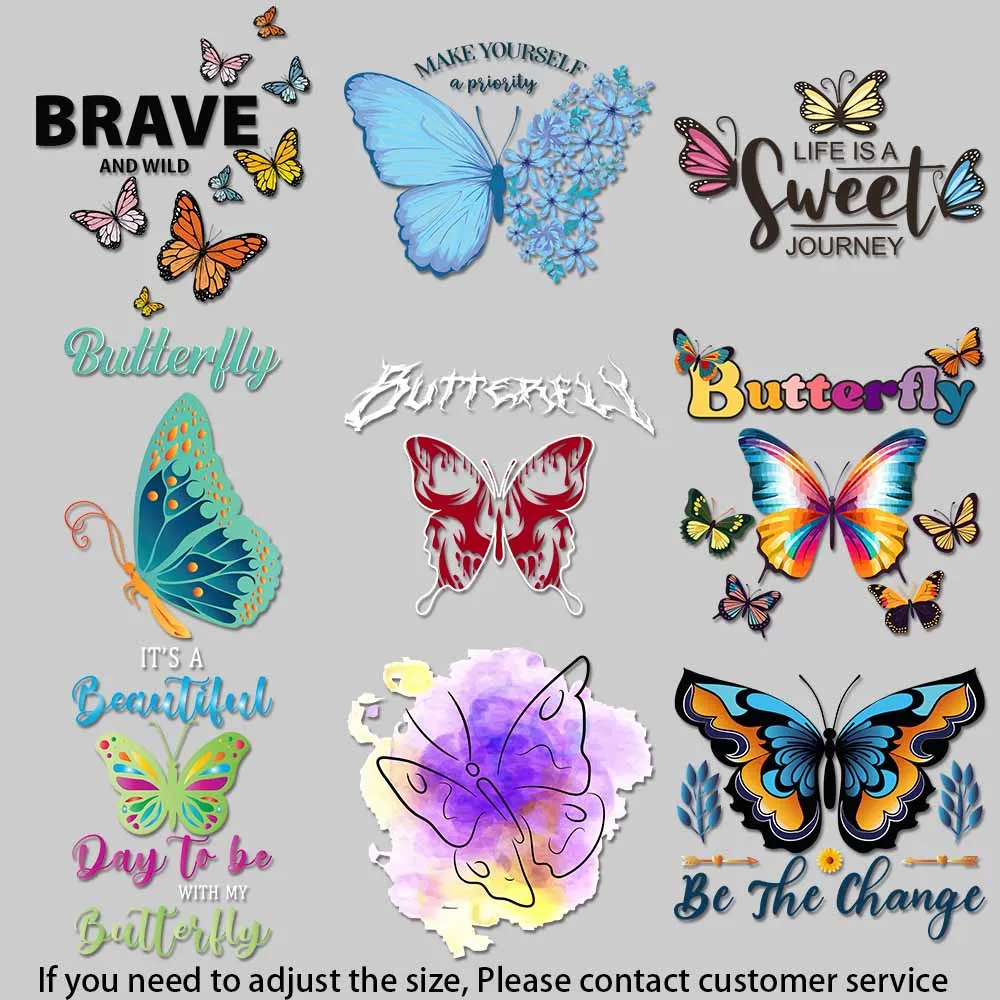 Vibrant Butterfly Floral Iron-On Patches - DIY Decal for T-Shirts, Bags - Colorful & Durable .High-Quality Washable Prints