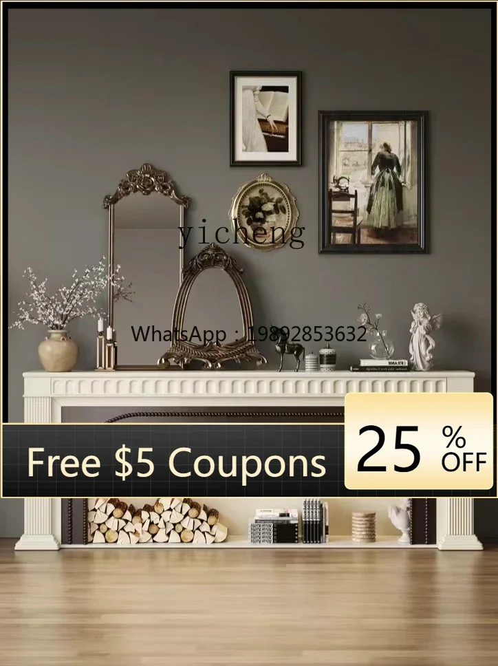 

American arched French solid wood fireplace decorative cabinet American living room side cabinet