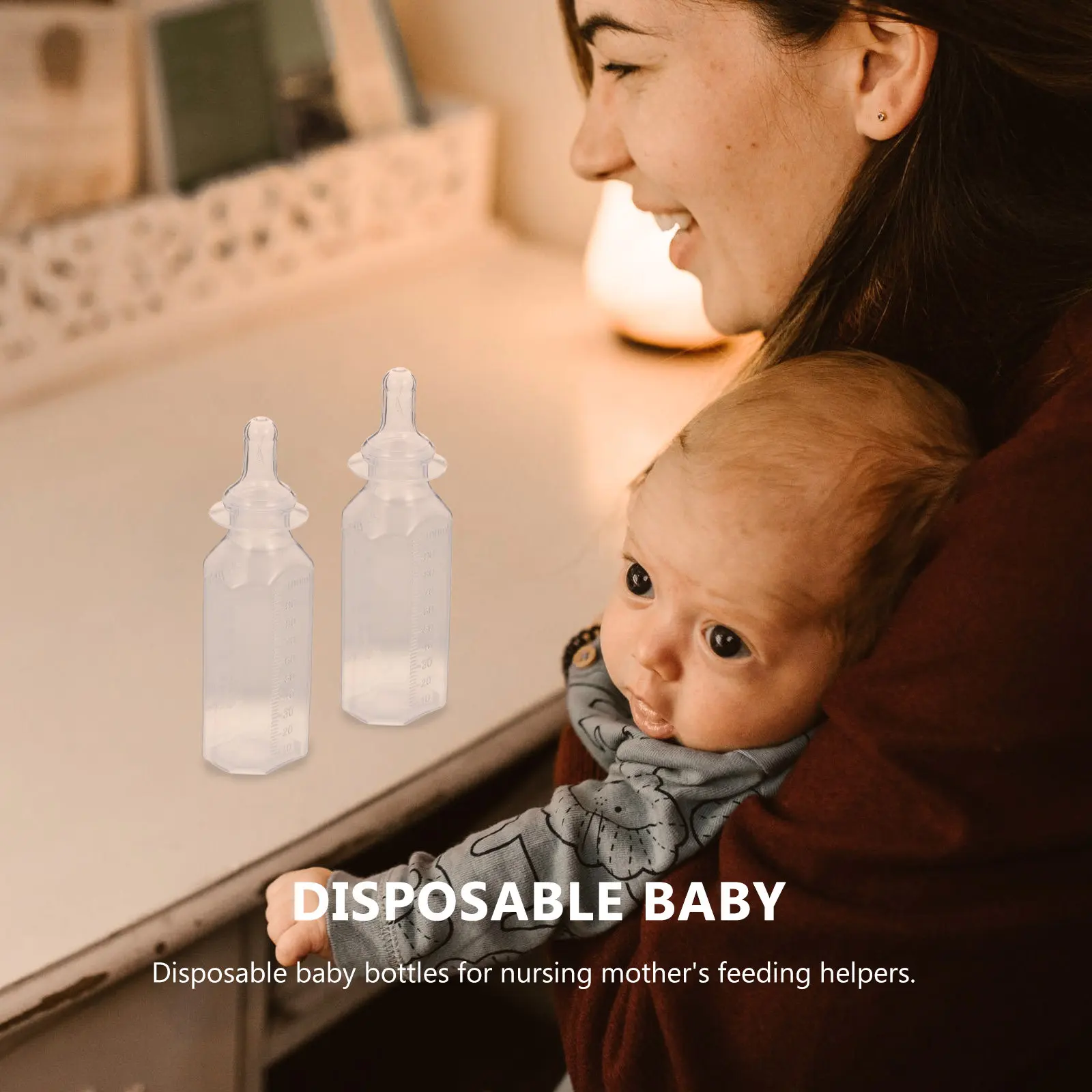 

5Pcs Portable Disposable Baby Milk Bottles Supple Silicone Teat Clear Scale Newborn Feeding Bottles Helpers Disposable Feeders