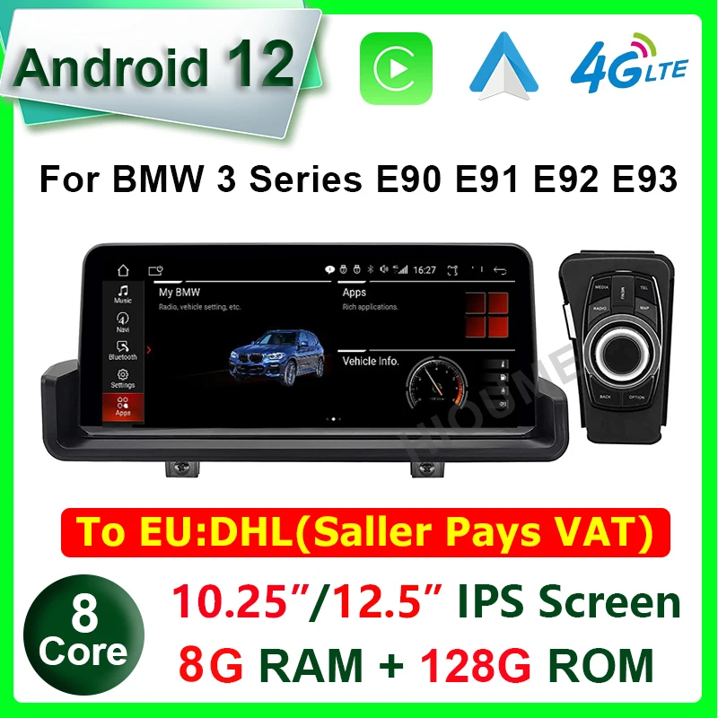 

12.5inch 8G+128G Android 12 Car Multimedia Player GPS Radio For BMW 3 Series E90 E91 E92 E93 2005-2012 Stereo Video Carplay Auto