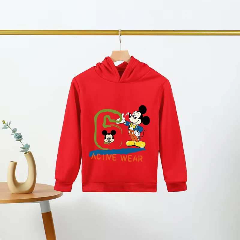 ديزني ميكي ماوس المرأة طويلة الأكمام البلوز 2026 الخريف موضة ديزني ميكي ماوس المطرزة الجولة الرقبة هوديي