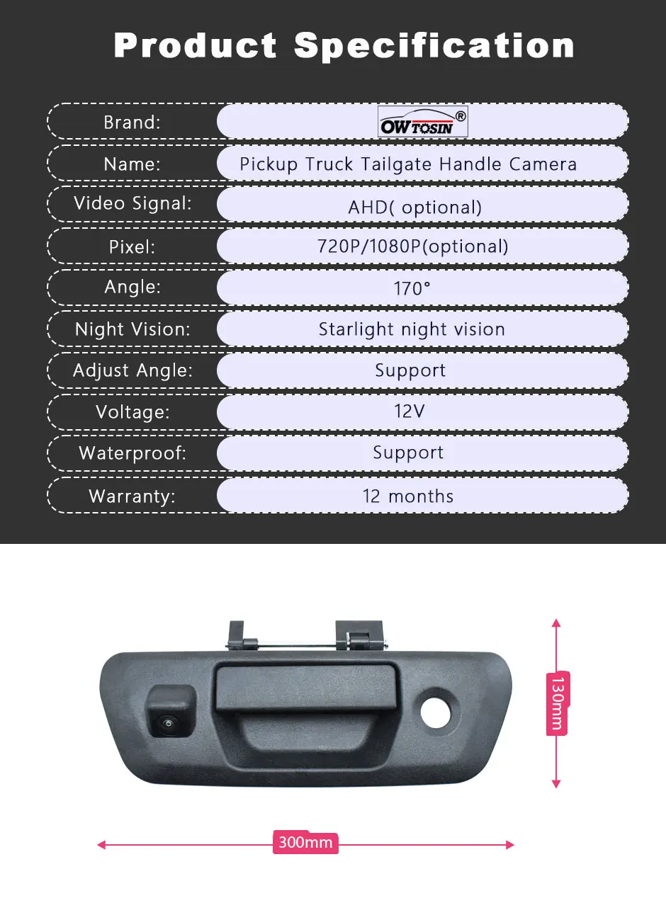 

For Nissan Navara D23 NP300 2015 2016 2017 2018 Pickup Truck Handle Vehicle Camera AHD 1080P Fisheye Parking Reverse Car Camera