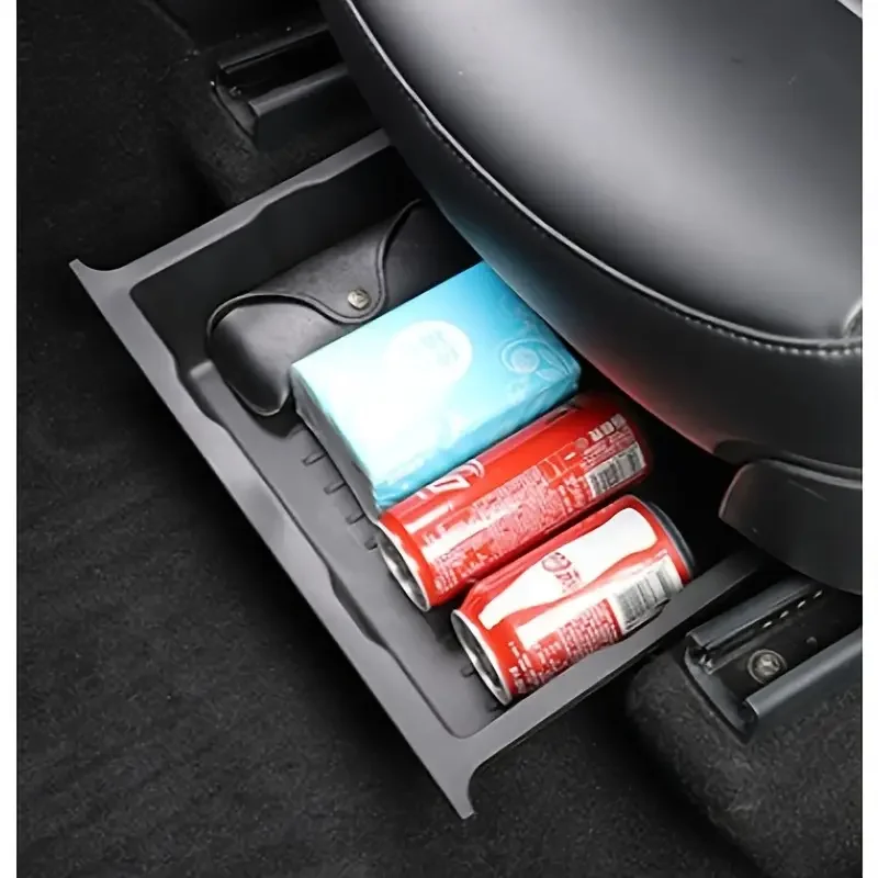 

1pc Car Seat Under Storage Box ABS Plastic Large Capacity Storage Box Hidden Type Seat Beverage Storage Box Car Accessories
