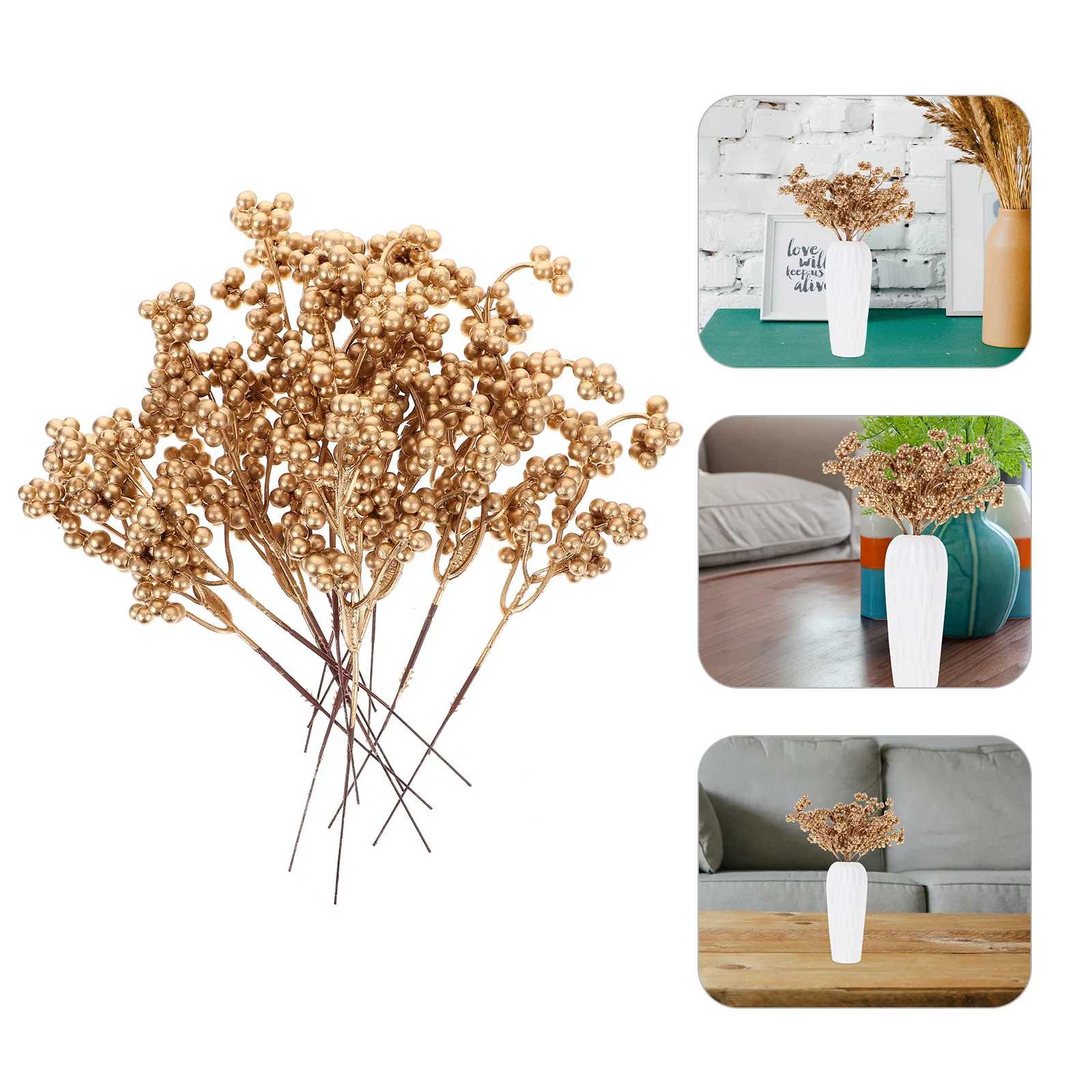 

12pcs Fake Berry Stems Christmas Decoration Artificial Berries Branches Simulation Pick for Holiday Home Xmas Decorative Use