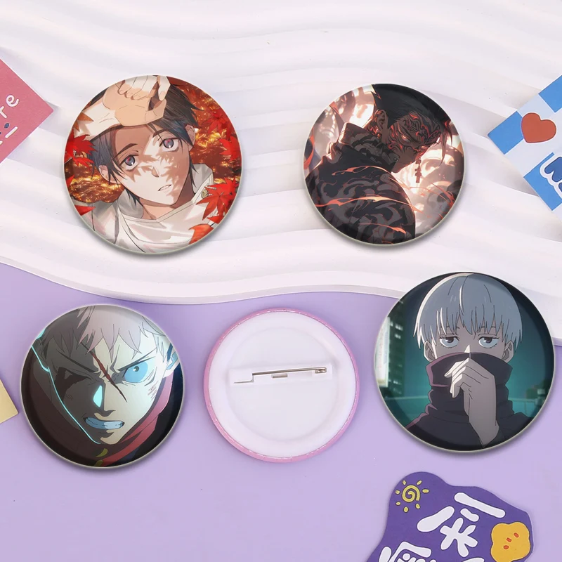 Fushiguro Megumi Mahito Anime Badge Itadori Yuji Kugisaki Nobara Satoru Gojo Cartoon Brooches Round Jujutsu Pins Daily Ornament