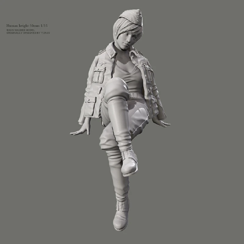 

1/35 Tank Story Female Soldier Resin Model Figure Gk Micro Miniature 3d Printed White Model Toy Unassembled And Unpainted Kit