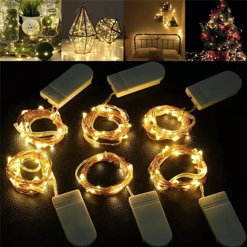

6Pcs Festoon LED Copper Wire String Light Fairy Outdoor Garden Summer Decor Garland Lamp Camping Wedding Party Room Decoration