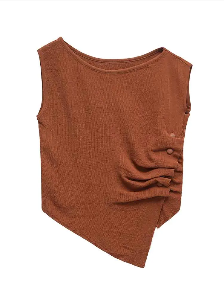 

European style new women's clothing Slim fit fashionable and versatile sleeveless asymmetric collar sweater