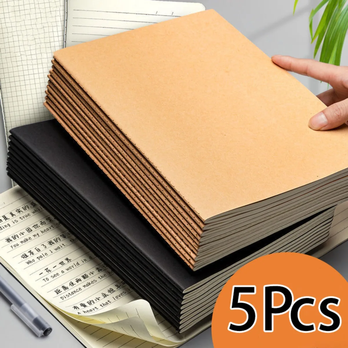 5Pcs A5 Schwarz Karte Abdeckung Spirale Notebook Wasserdicht Zurück Zu Schule Studenten Tagebuch Notebook Malerei Kunst Schreibwaren