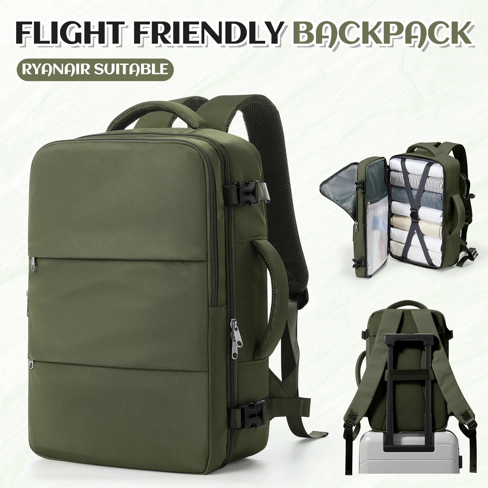 For Women Men, Luggage Carry On Backpack,Hiking Bag Waterproof Sports Rucksack Casual Daypack Travel Essentials Tech pouch Molle