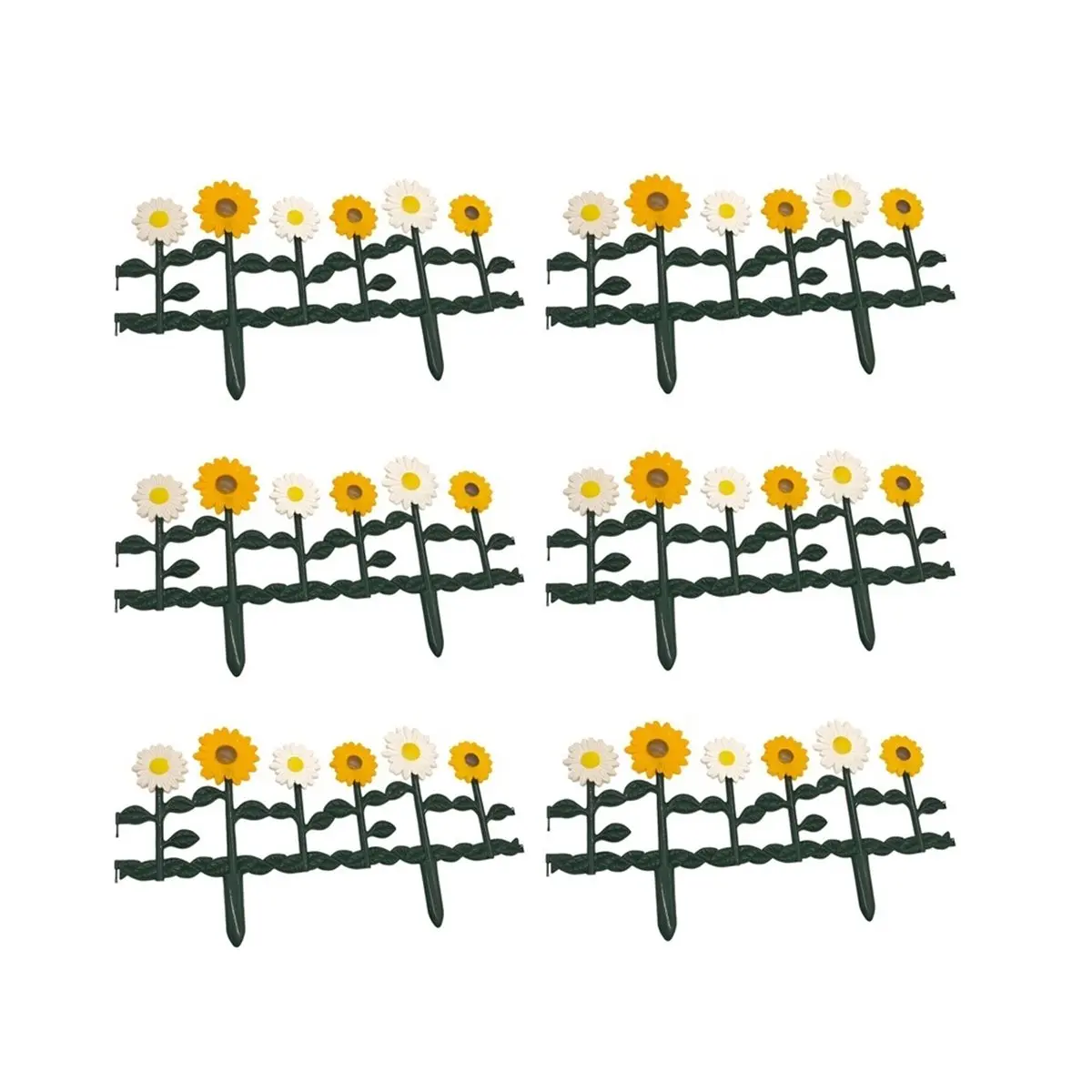 L70A Pack of 6 Sunflower Garden Fence Decorative Plastic Landscape Edging Border Panels for Lawn Flowerbeds Yard