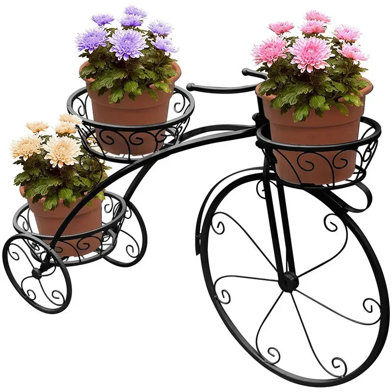 Creative Three-Layer Bicycle Simple Iron Flower Pot Rack Outdoor Garden Courtyard Decoration Flower Potted Plant Rack