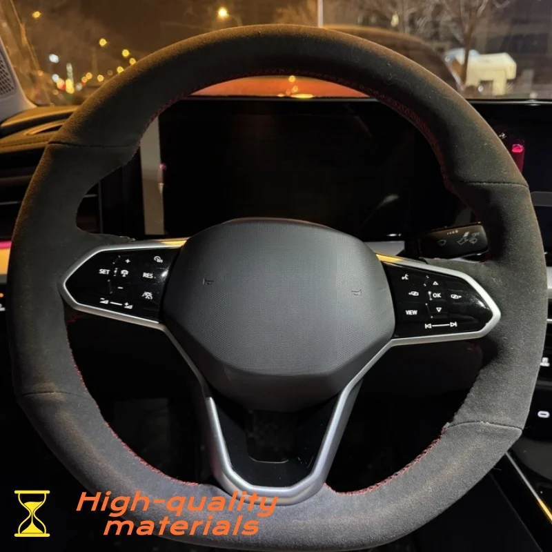

Car Steering Wheel Cover For VW Atlas Golf 8 Mk8 Jetta Passat B9 Tiguan Sharan Customized Suede Leather Steering Wheel Braid