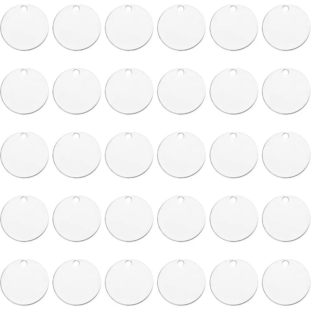 30pcs Brass Stamping Tag 20mm/0.78" Coin Disc Charms Stamping Blanks with Hole Dog Tag Blanks for Keychain Sweater Chain Earring