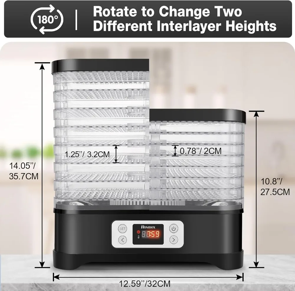 Imagem -05 - Coocheer-máquina Desidratadora de Alimentos 400w Bandejas Desidratadores para Alimentos e Jerky com Temporizador Digital 72h 95158 °f de Temperatura