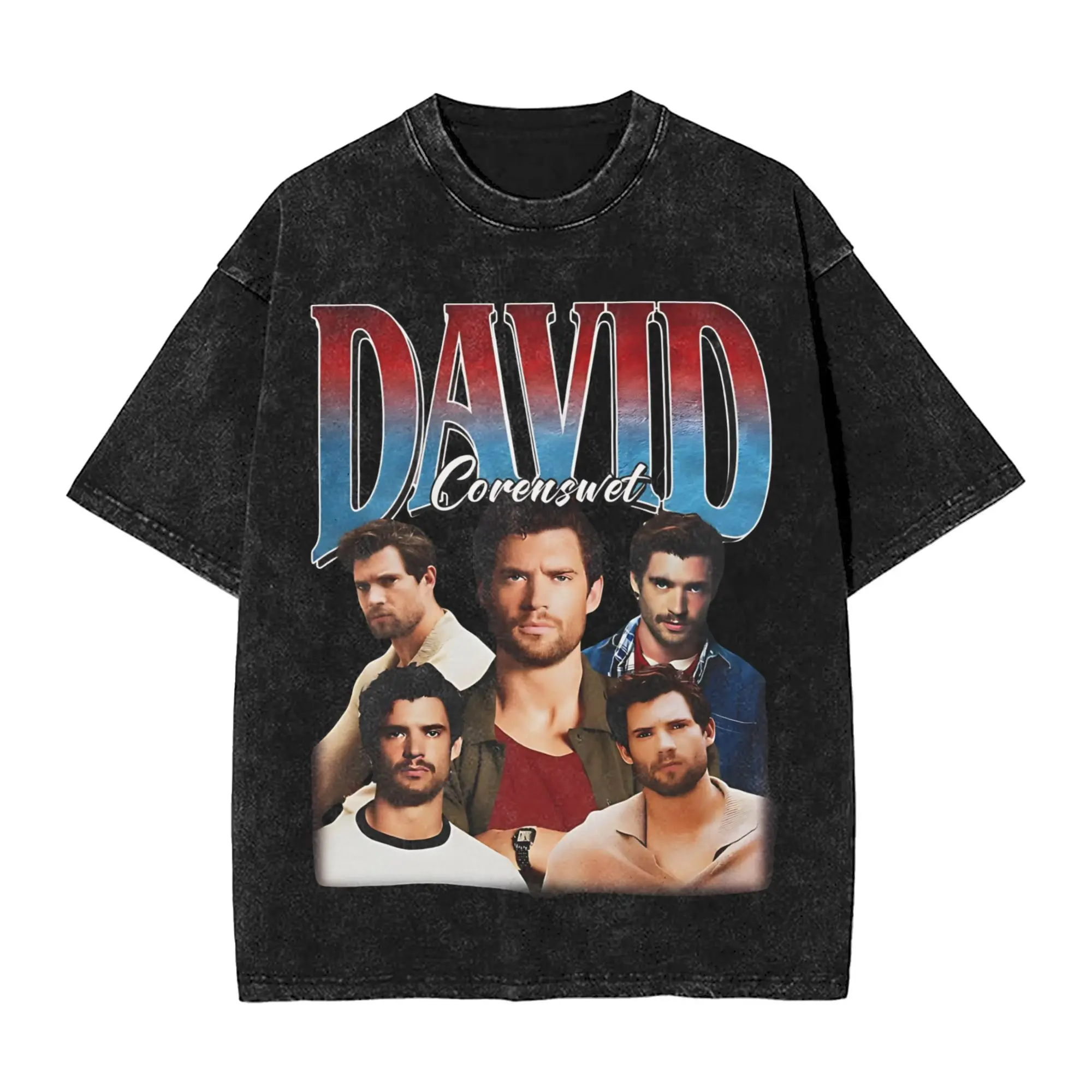 

Washed T Shirt David Corenswet Movie Hip Hop Fashion T-Shirts High Street Streetwear Short Sleeve Printed Tops Tees Men Women