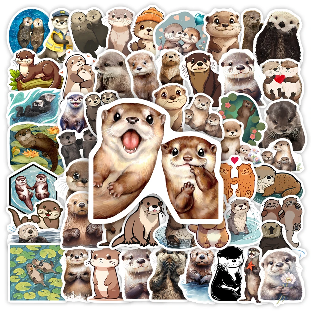 

Cute Watercolor Otter Stickers Art Clipart DIY Gift Toys Decal for Laptop Scrapbook Decorative Phone Bottles Luggage Waterproof