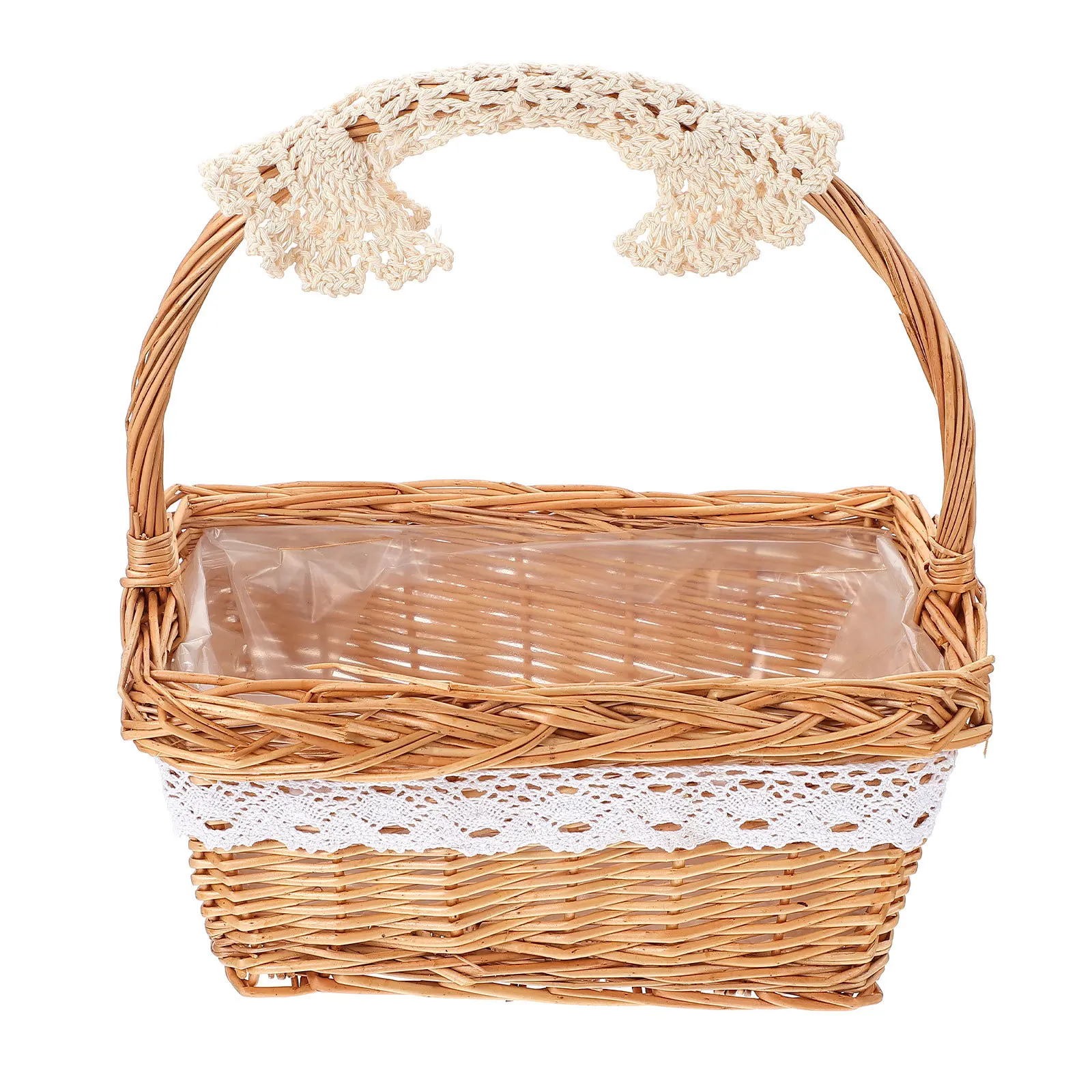 

Multi-Purpose Portable Rattan Woven Basket Handmade Flower Holder Home Storage Basket Lightweight and Decorative