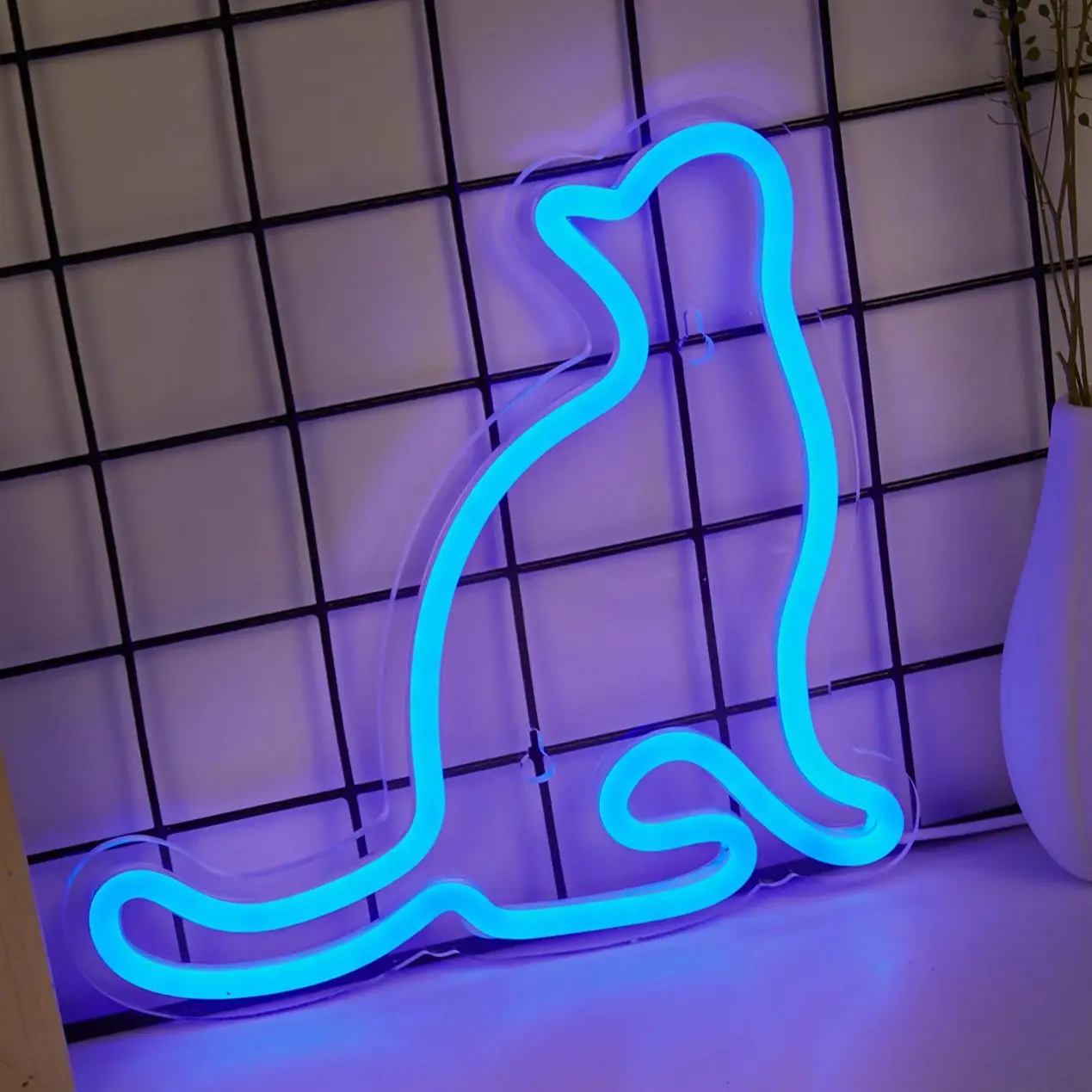 Chi-Buy 1PC znak Neon LED w kształcie kota zasilany przez USB do sypialni dekoracja ścienna znaki neonowe nadaje się na wakacje