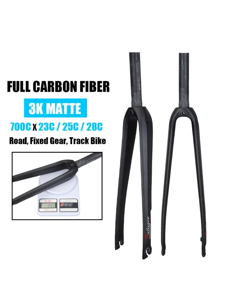 AliExpress BUCKLOS BALUGOE 700c Road Bike Fork Carbon Fiber 23C/25C/28C Tire Bicycle Hard Forks 3K Matte Bicycle Forks Straight Tube 28.6mm Fork