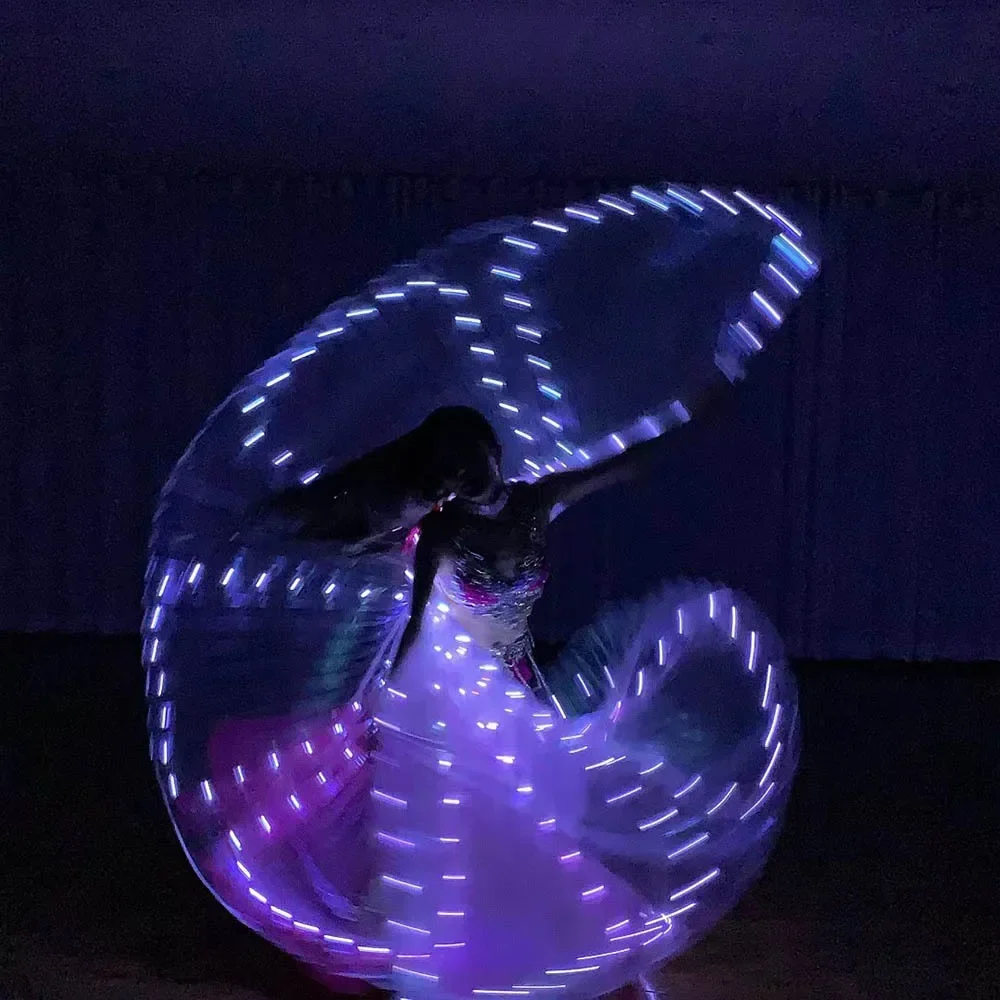 Ali a LED Danza del ventre Farfalla Luce a LED bianca Ali di Iside Spettacolo di festa di nozze Donne Costume per adulti Ali a LED per la danza