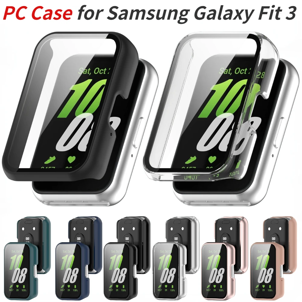 

Hard PC Case With Tempered Glass Screen Protector for Samsung Galaxy Fit 3 All Around Coverage Protective Watch Bumpers Cover