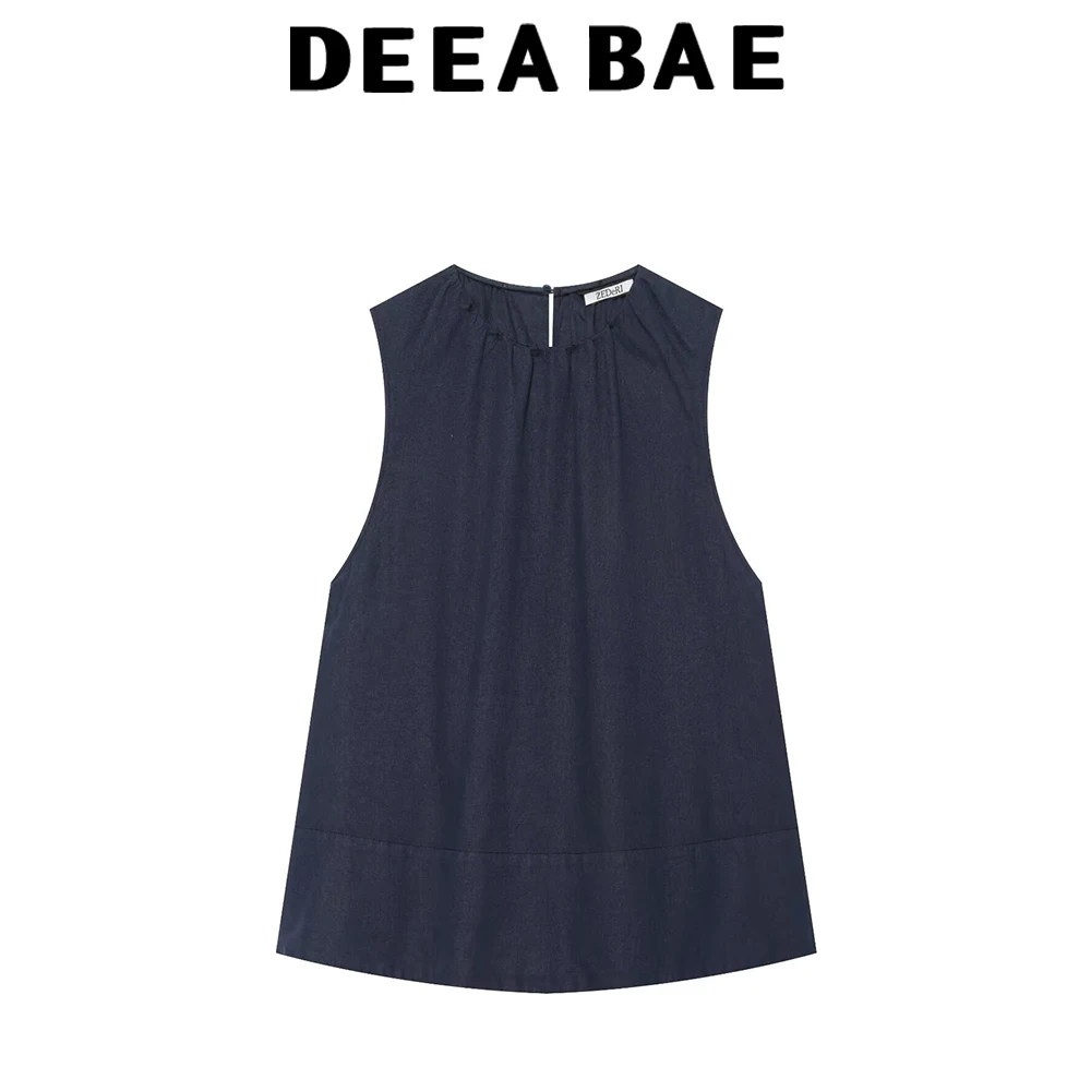 DEEABAE Women's 2026 new summer outfit fashionable and simple pullover loose sleeveless round neck top