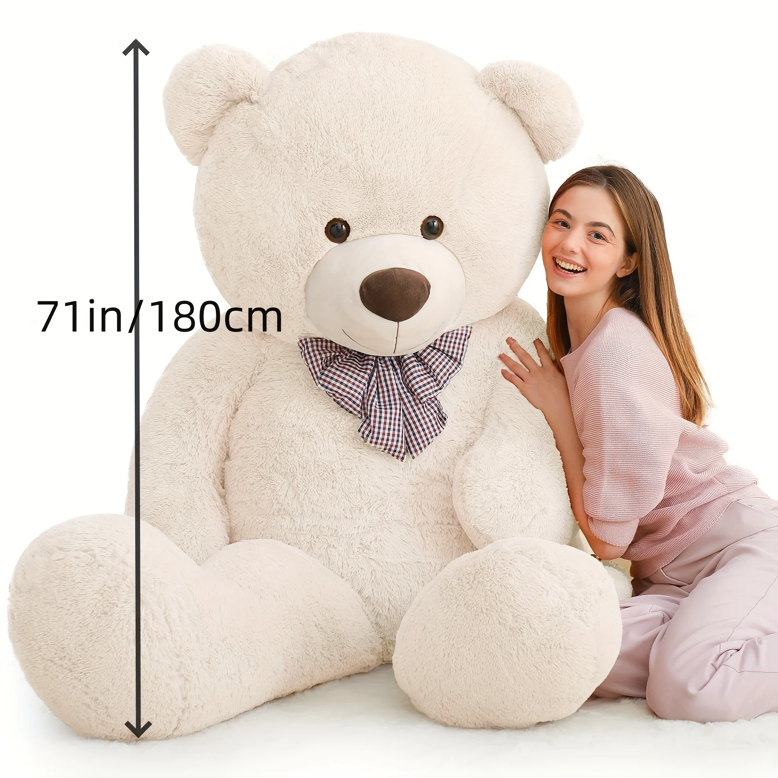 Giant Teddy Bear 6 Feet - Soft Polyester Stuffed Animal with Ultra Soft Fur, Glossy Eyes, and Unique Bow Tie