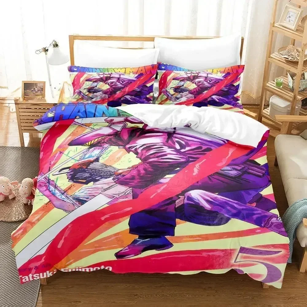 

New Chainsaw Man Bedding Set Single Twin Full Queen King Size Bed Set Adult Kid Bedroom Duvet cover Sets 3D Print Anime Game