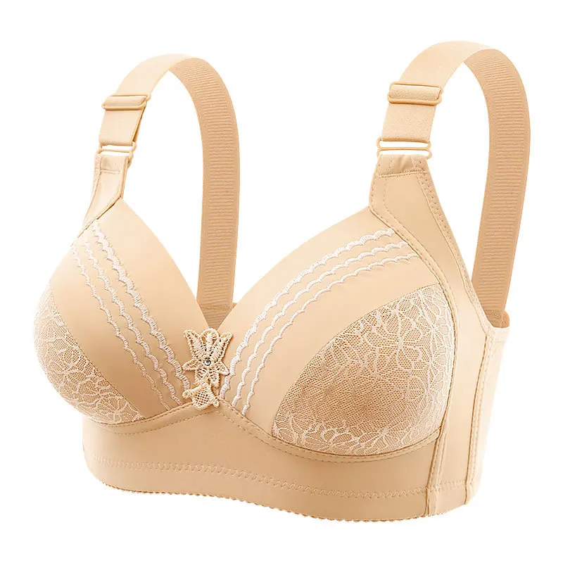 Fixed Double Straps No Underwire Ladies Brassiere Lift Chest Gathers Side Prevents Woman Bra Sagging Back Four-row Hook Girl Bra