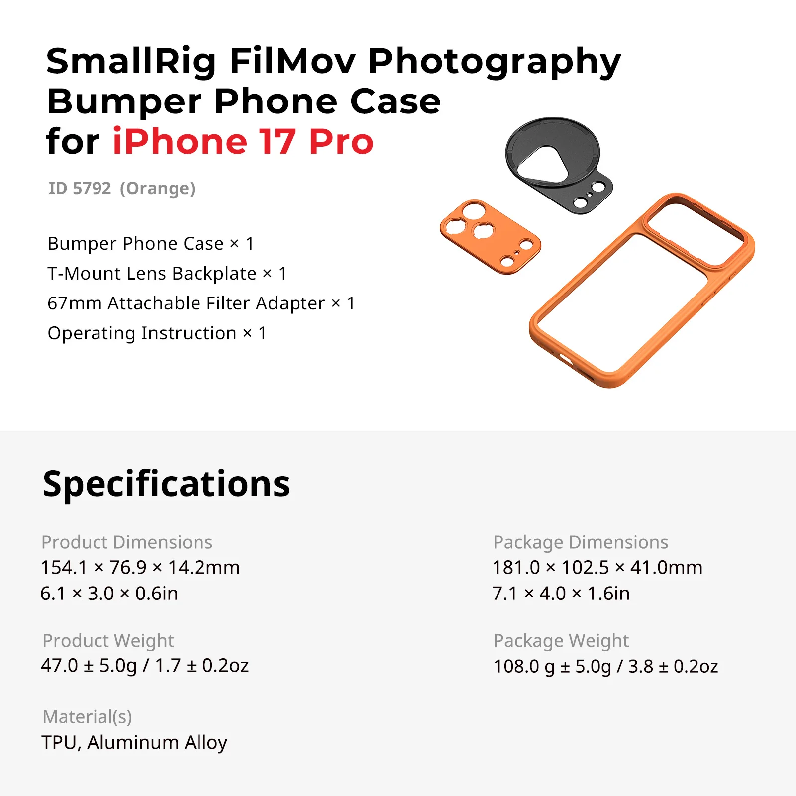 SmallRig FilMov fotografie bumper telefoonhoesje voor iPhone 17 Pro / Pro Max Lichtgewicht telefoonhoesbevestiging Verschillende lenzen