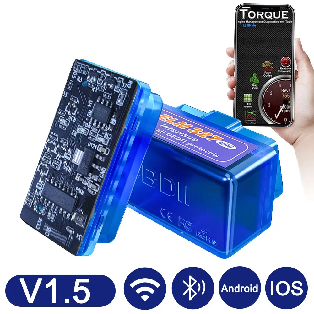 ELM327 Bluetooth V1.5 PIC18F25K80 Single PCB obd2 scanner OBD car diagnostic tool For Android Windows Symbian code reader