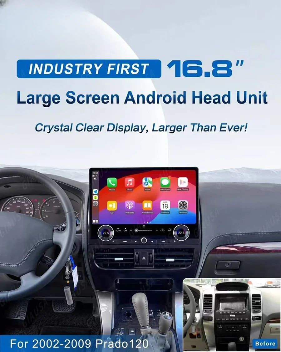

Qualcomm 16.8'' Big Screen For Toyota Land Cruiser Prado 120 2002-2009 Car Radio Android Auto Navigation Multimedia Video Player