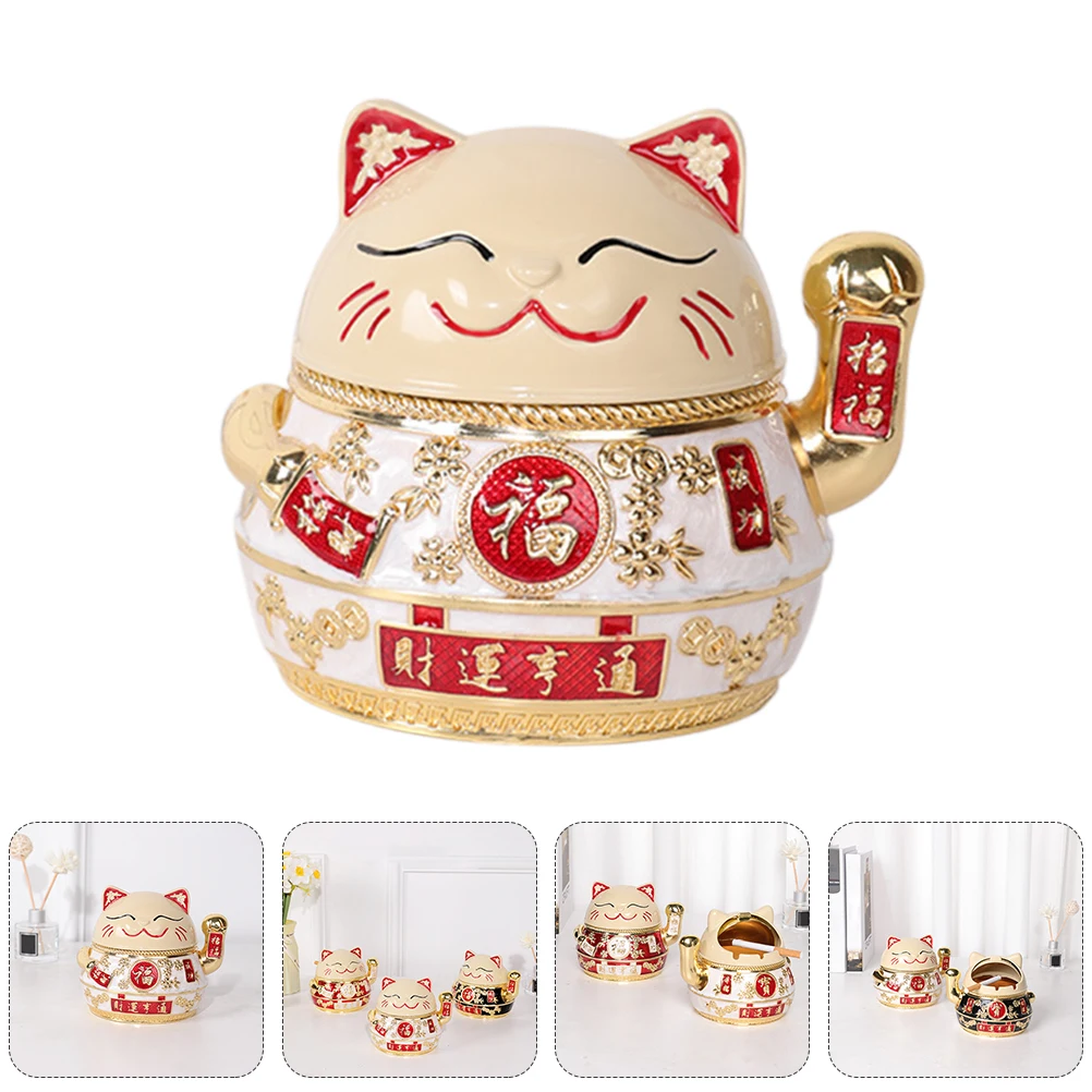 

1pc Creative Fortune Cat Ashtray High Quality Cat Shape Smoke Ash Container Home Decor Living Room Ornament Gift for Him Special