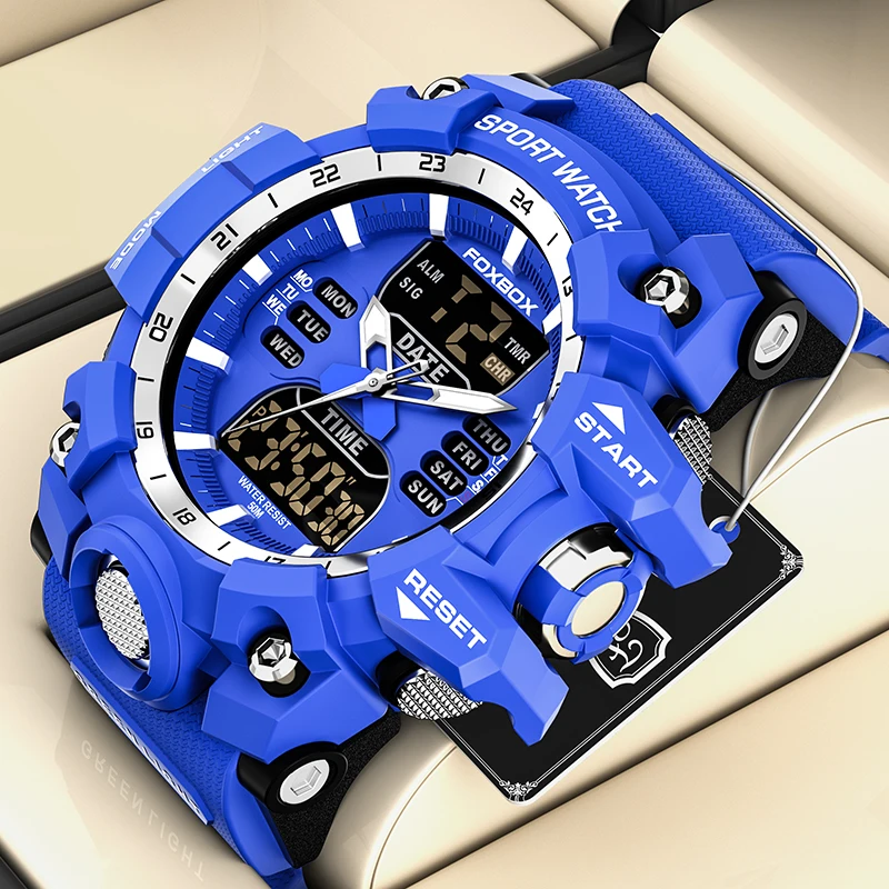 

FOXBOX Top Brand Luxury Men's Quartz Wristwatches Fashion Business Silicone Sports Waterproof Military Digital Watch For Men