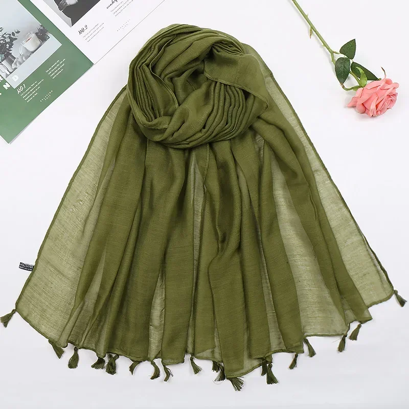 Mode Frauen Viskose Hijab Schal Quaste Weichen Schal Muslimischen Stirnband Lange Foulard Pashmina Femme Bandanas Kopf Wraps Turban Mujer