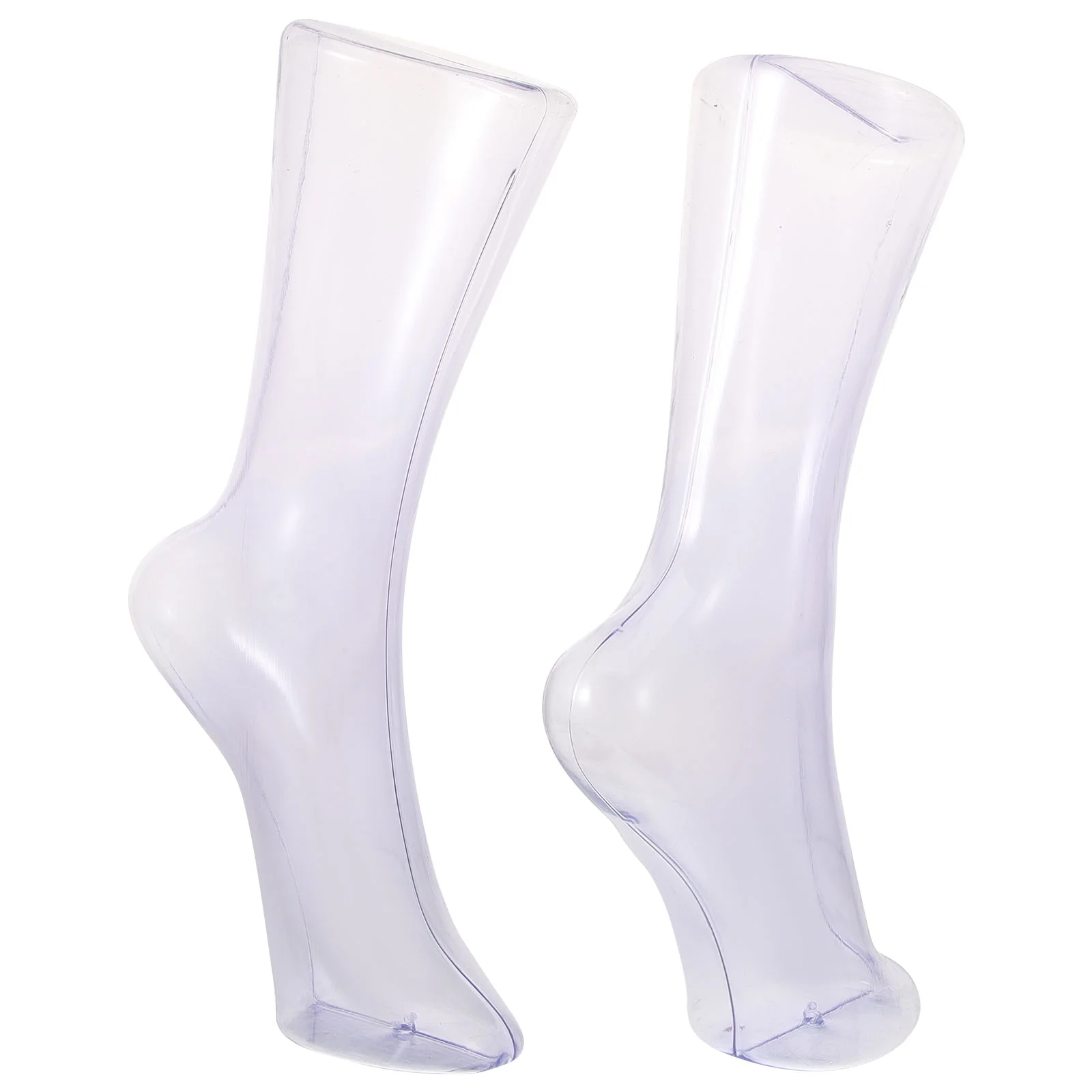 2 Pcs Plastic Transparent Foot Mold Feet Socks Model Mannequin Display Shoe Form Holder