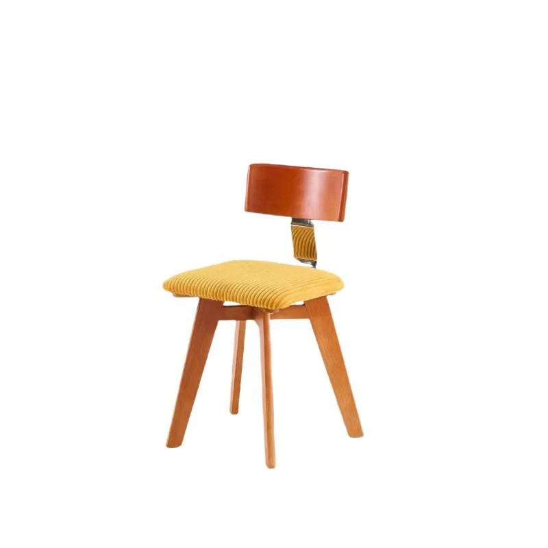 

Medieval dining chair corduroy Nordic solid wood backrest dining table and chairs wabi wind stool designer advanced French style