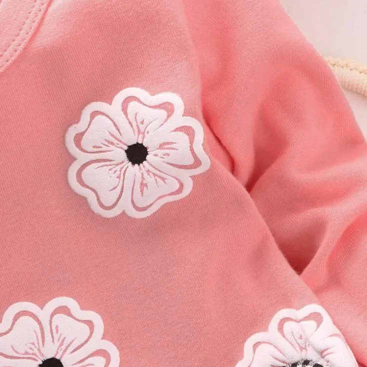 Autumn Little Girls Leisure Flower Sets Baby Girls Pure Cotton Long Sleeve Cute Home Set Children\'s Boutique Clothing Wholesale