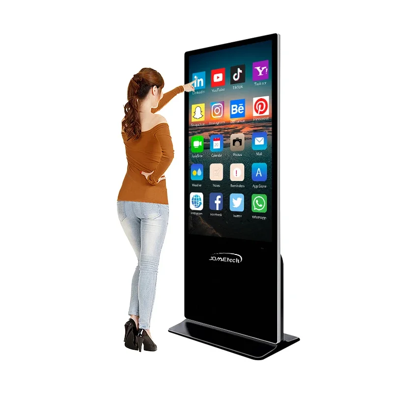 

Floor standing vertical mobile capacitive infrared touch screen advertising monitoring panel LCD digital sign and display