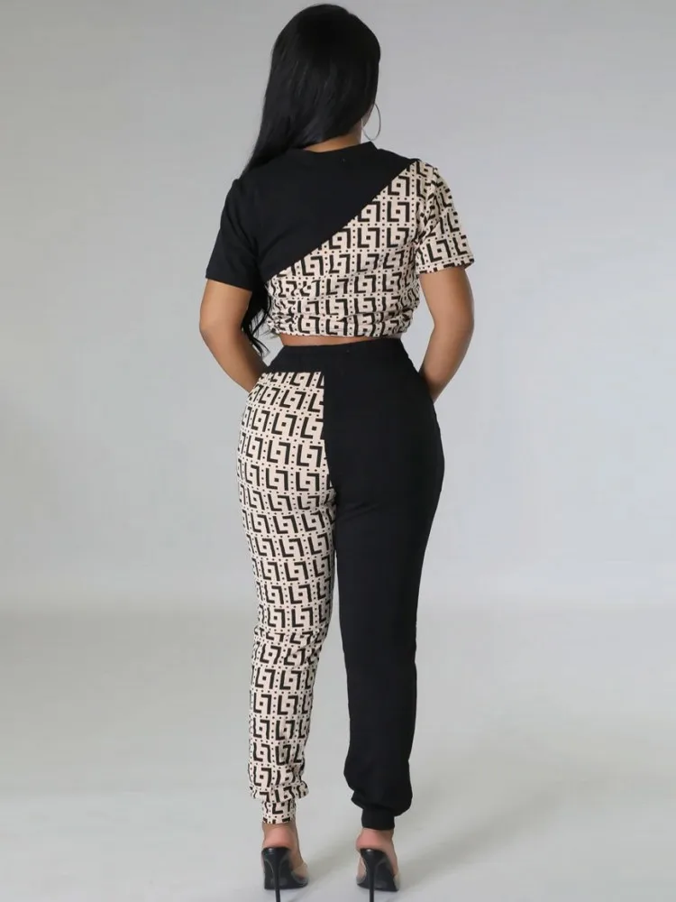 Terno estampado com letras dashiki para mulheres, calças e calças, roupas africanas, roupas de festa, moda nova, conjunto 2 peças