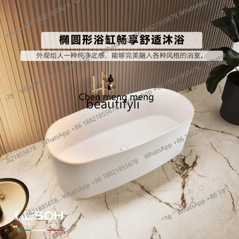 

Q178 CC Bathroom Polymer Pure PMMA Artificial Stone Freestanding Bathtub Household Double Bath