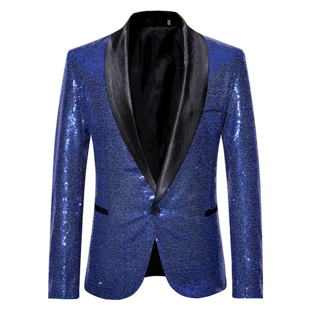 Men's Glitter Jacket Sequin Blazer Nightclub Party Tag Size M-2XL Sequin Glitter Dress Coat Blazer Sequin Detail
