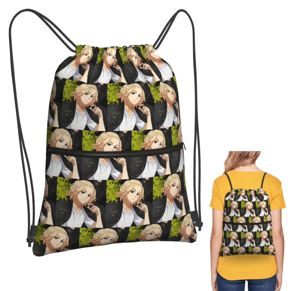 

Anime Tokyo Revengers Kazutora Backpacks Portable Drawstring Bags Storage Bag Book Bags for Man Woman Students